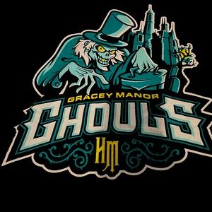 The Haunted Mansion XL Gracey Manor Ghouls on front, 999 on back. Hatbox ghosts.